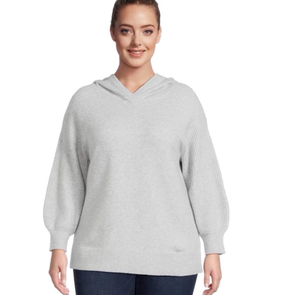Terra & Sky Women's Plus Gray Hooded Sweatshirt 3X